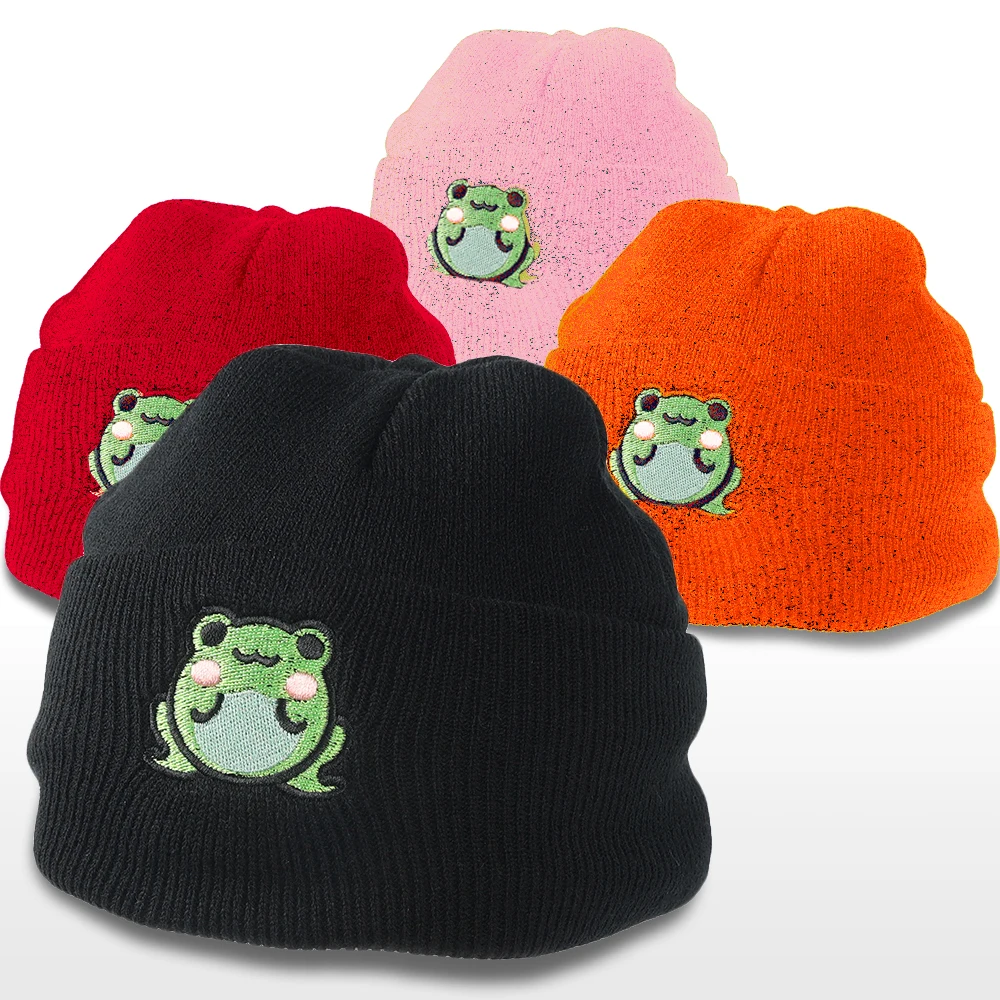 

2021 Embroidery Frog Beanies Bonnet Hats Women Men Knitted Warm Beanie Skullies Girls Caps Gorras Hip Hop Winter Cap Gorro Hat