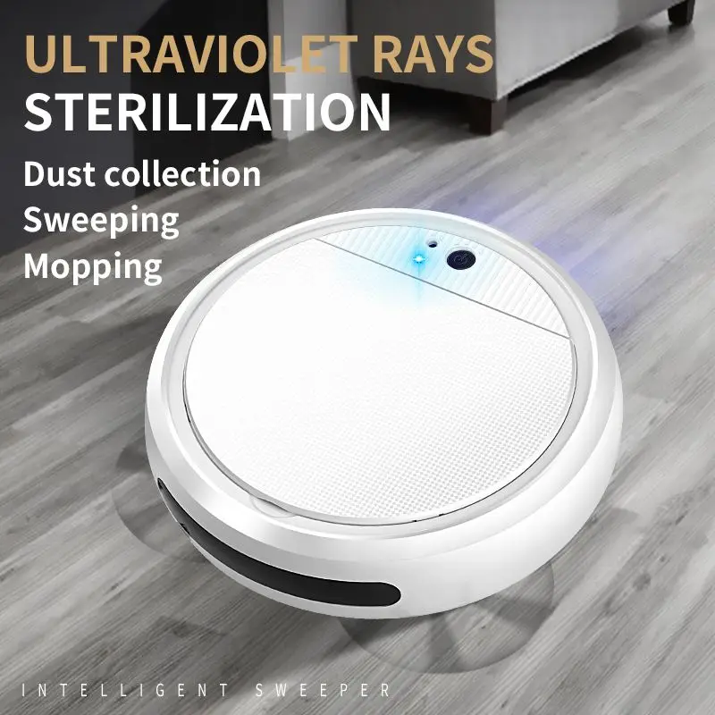 

Robot Vacuum Cleaner Multifunctional Smart Floor Sweeper USB Rechargeable Dry Wet Sweeping Washing Cleaner For Home Office Black