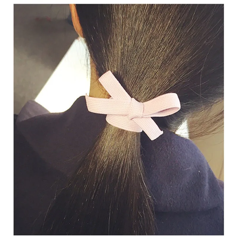 Solid Bow Knot Hair Bands Hot Sale Colorful Lowest Price For Beautifully Women Girl Elastic Ties Band Rope wholesale | Красота и