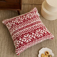 2022 brand christmas pattern cushion cover 4545cm beige red cozy jacquard knitted chenille decorative throw pillow case cover