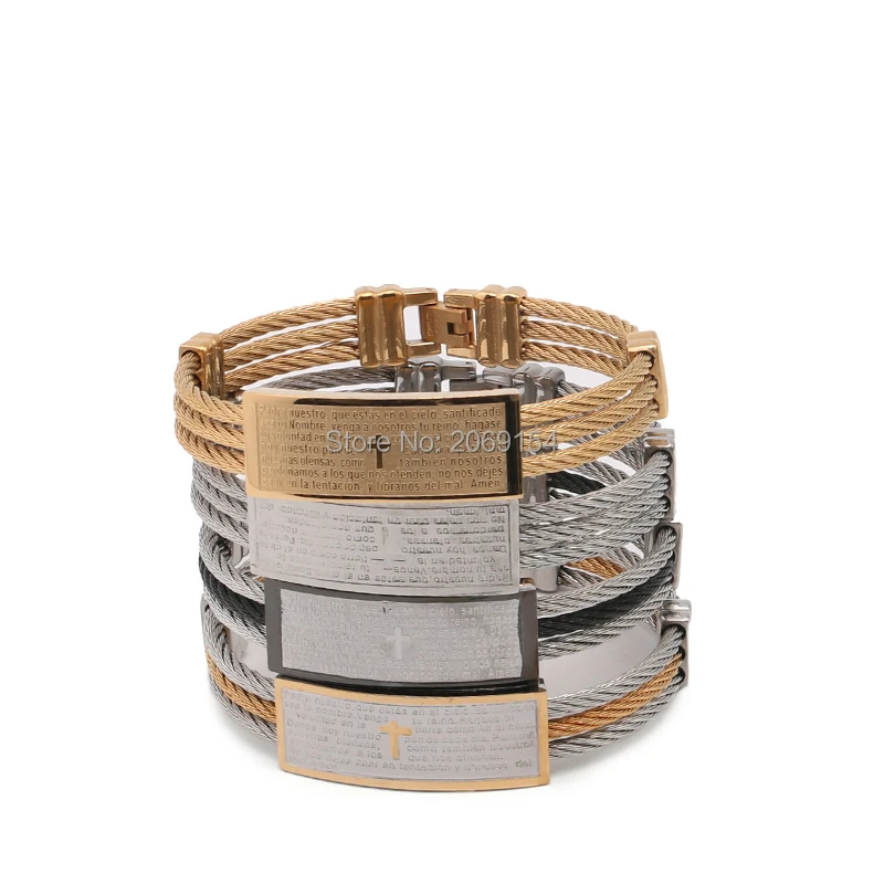 Крест Библейский браслет золотые ювелирные изделия для мужчин Золотое запястье