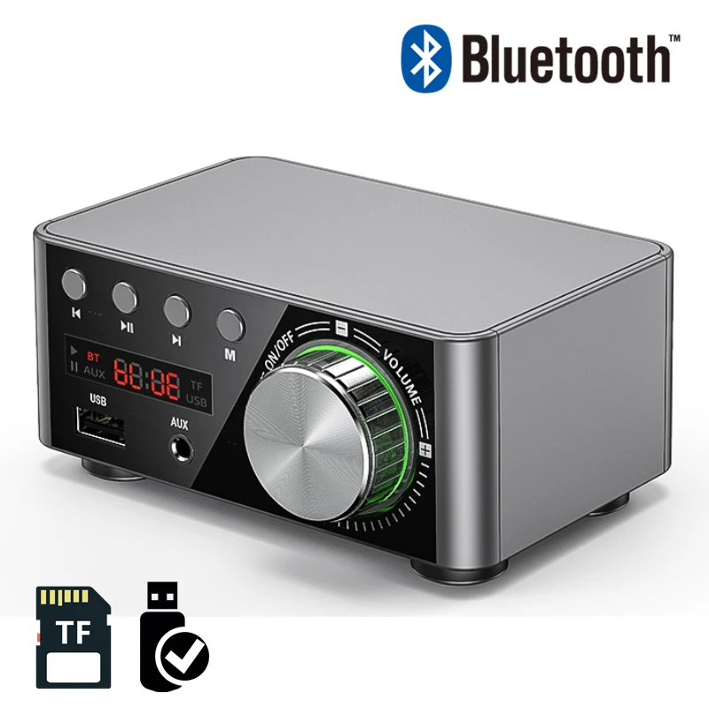 

Лидер продаж, Hi-Fi 5,0 Bluetooth Плата усилителя 50 Вт x2, стерео цифровой усилитель мощности, аудио усилитель, домашний кинотеатр, USB TF карта, плеер