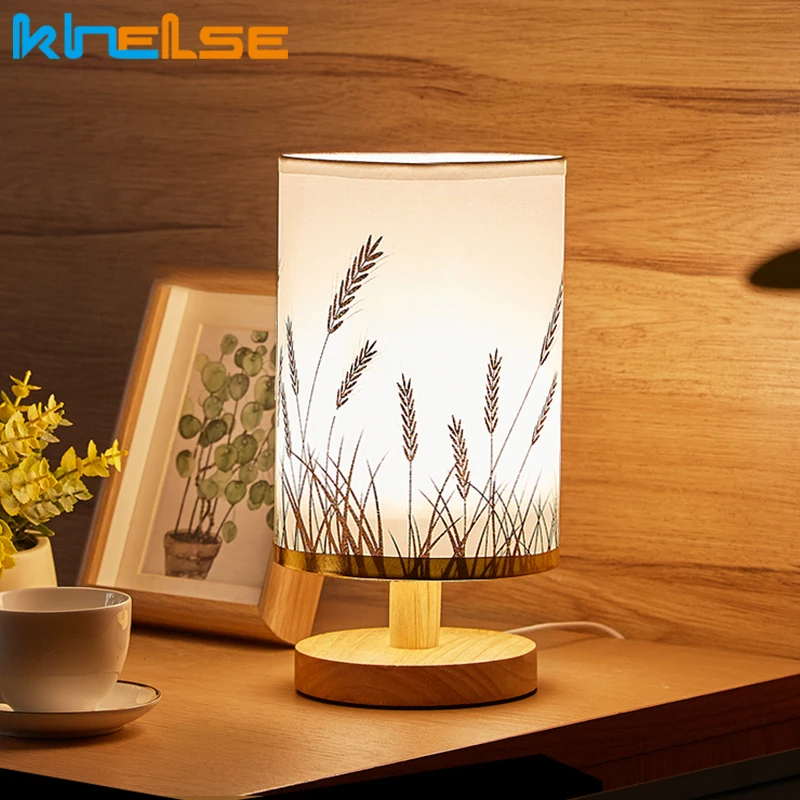 

LED Stepless Dimmable Bedside Lamp Bedroom Living Room Decoration Night Light Fabric Shade Energy Saving Table Lamp
