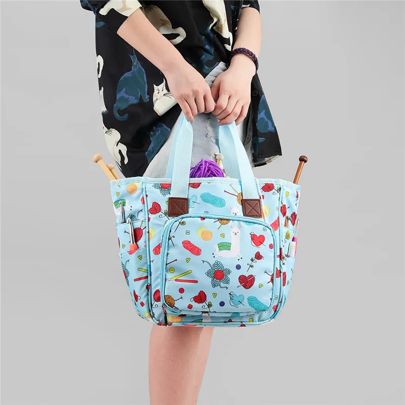 

Hot Blue Color Knitting Yarn Storage Bag Waterproof Crochet Hook Bags Sewing Accessories Storage Bag for Women Gift European
