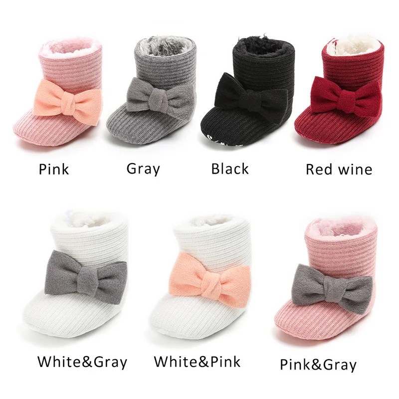 Хлопковые теплые зимние меховые плюшевые пинетки для малышей нескользящая обувь