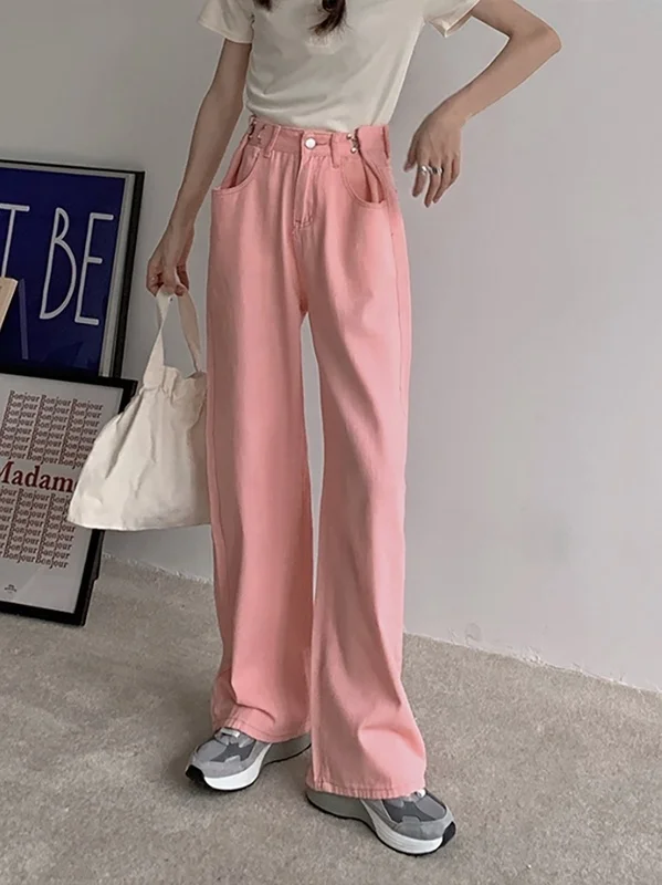 

Женские широкие белые джинсы с высокой талией