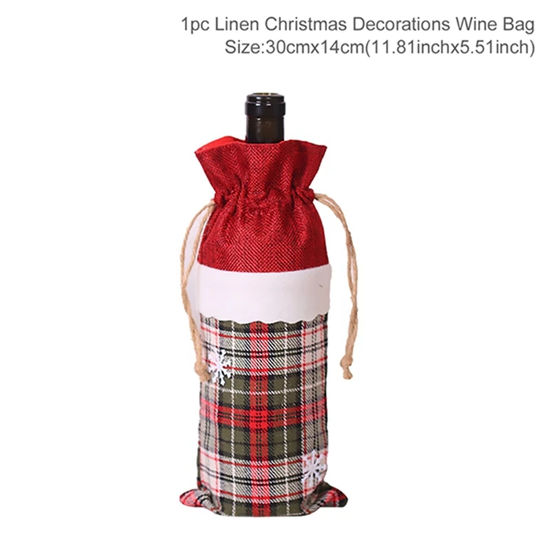 Wine Bottle Cover 6 шт. рождественские товары Кубок для шампанского вина Стекло Подвески веселого Рождества Декор для дома Noel с утолщённой меховой опушкой, Рождество Happy год - Цвет: Wine Bottle Cover
