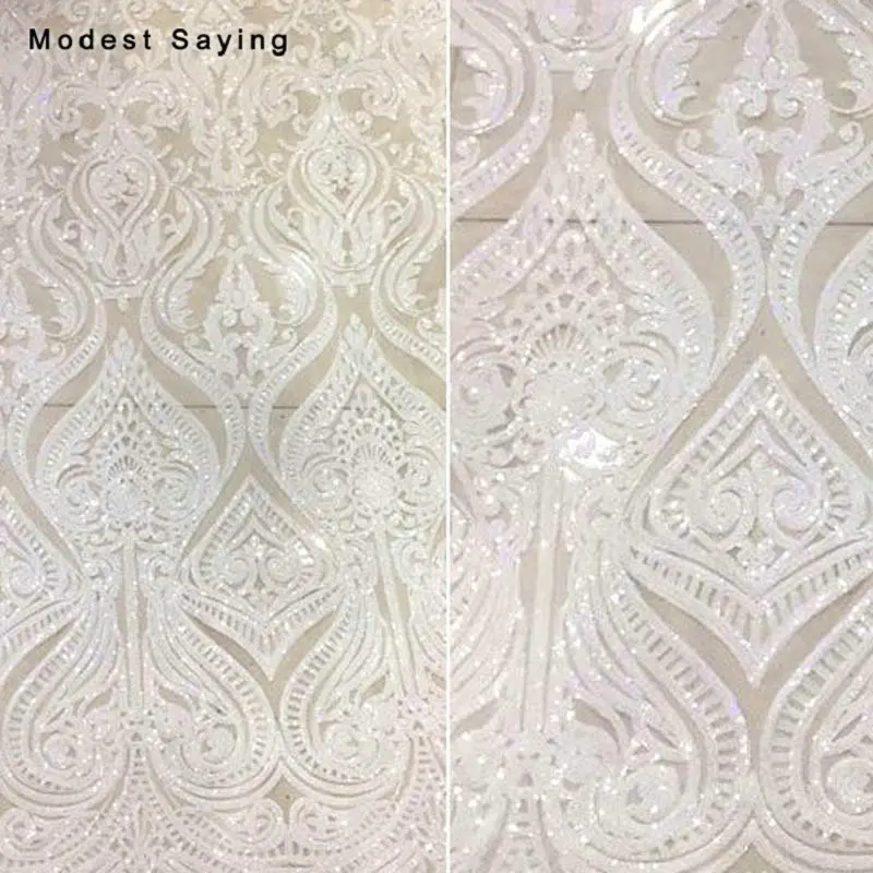 ivory 5 ярдов блестящая слоновая кость блестящая ткань для вечерних платьев вышитая сетчатая ткань для свадебной вечеринки Выпускные платья сеточный кружевной материал - Цвет: ivory