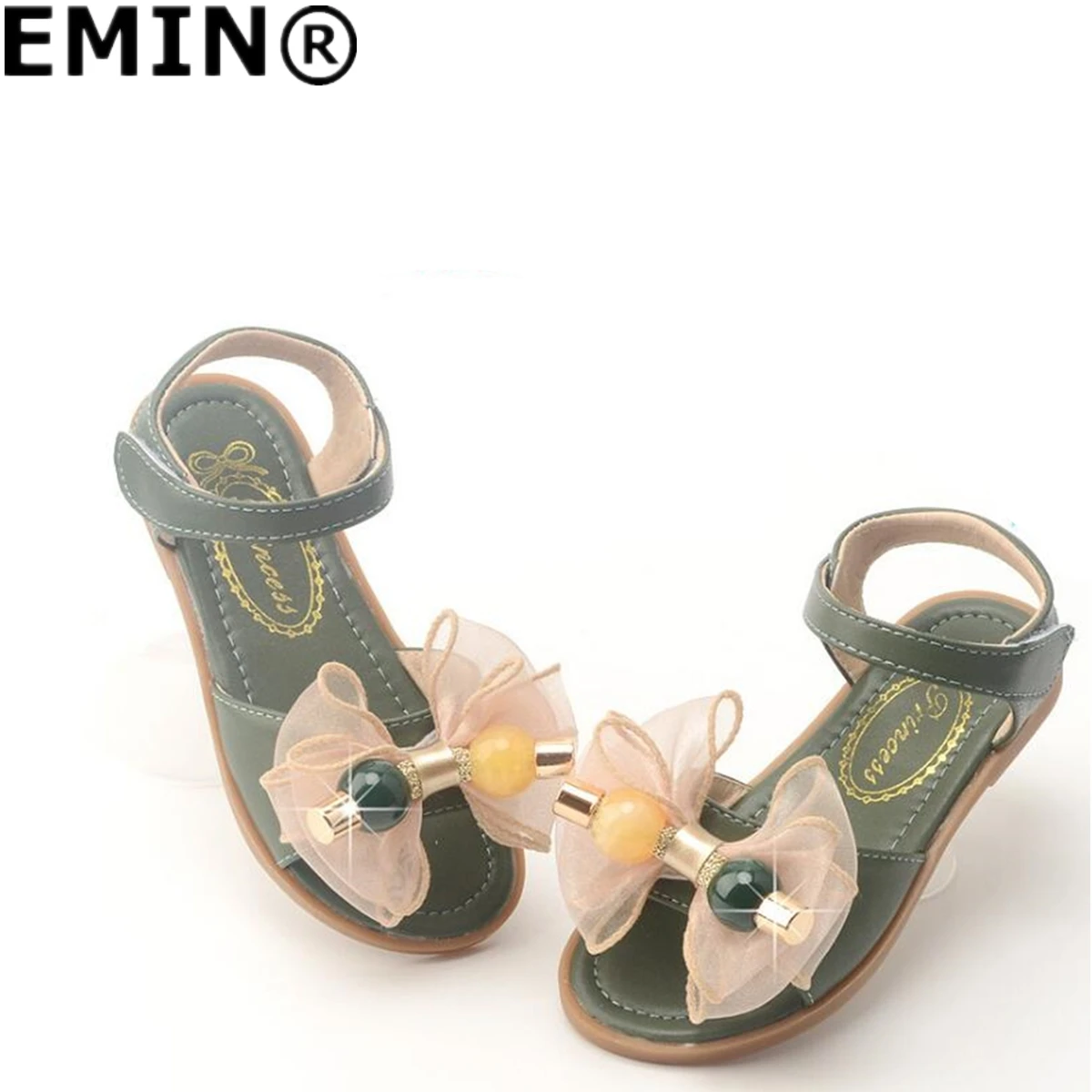 

2022Child Princess Shoes Leather For Girls High Heels Sequins Wedding Party Kids Dress Fashion Sandals Pearles Summer
