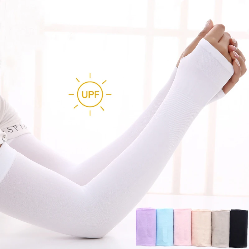 

Acetate Women Adult Solid Color Spring and Summer Sun Protection Breathable Arm Warmers Korean Ice Silk Outdoor Cycling Travel