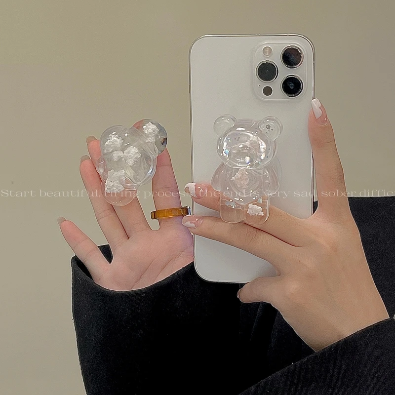 

3D Cute Colorful Crystal Bear Grip Tok Korea Phone Holders Stand Griptok Socket For Phones Support Telephone iphone 13 Bracket