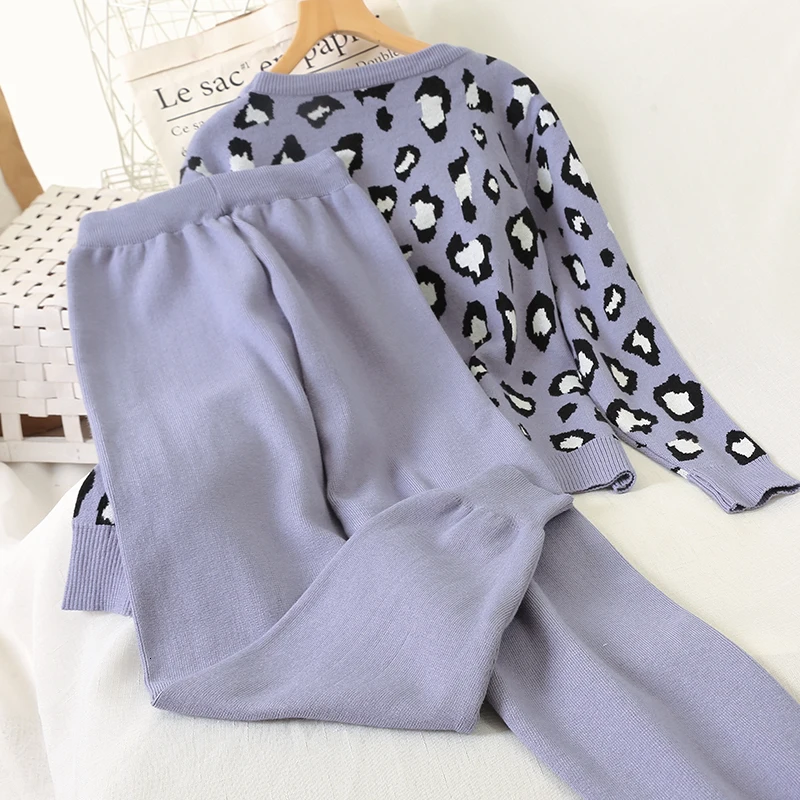 LANMREM 2019 свободный свитер с круглым вырезом Леопардовый пуловер + повседневные