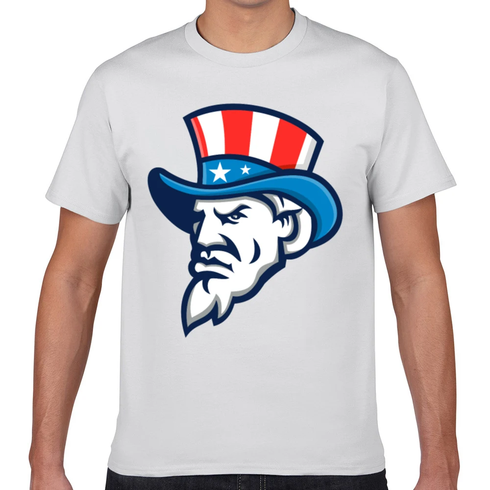 Tops T Shirt Men uncle sam wearing usa top hat mascot Basic Harajuku Custom Male Tshirt | Мужская одежда