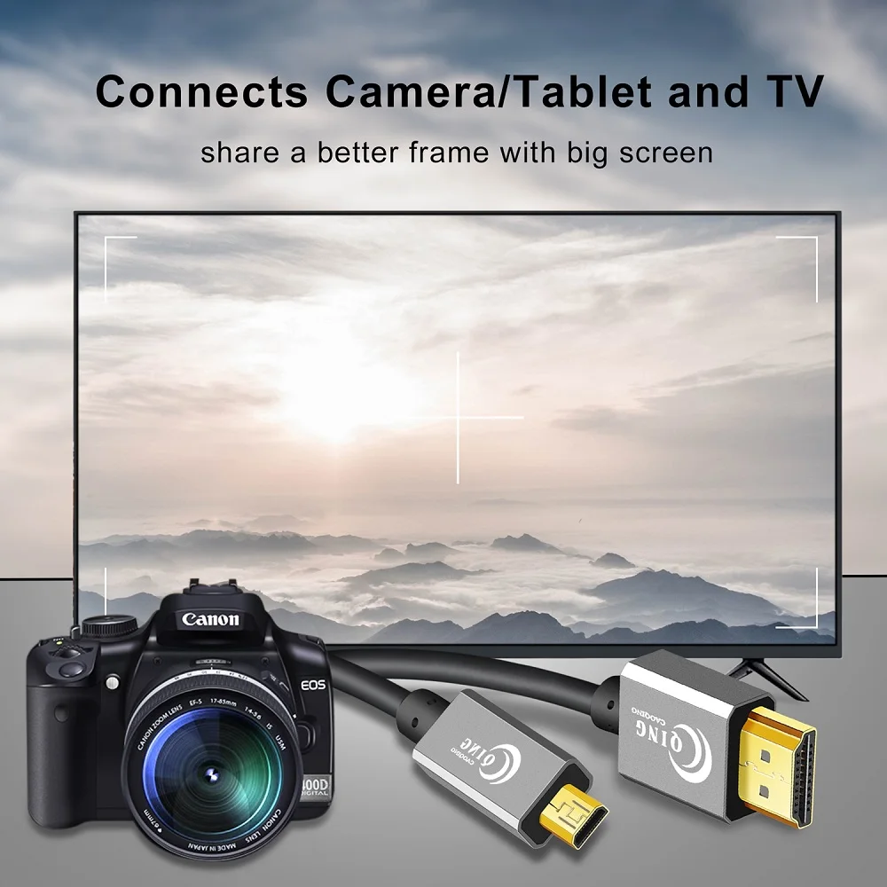 

Micro HDMI to HDMI Cable 2.0 3D 4K High speed Spring Micro HDMI Cable Male-Male Adapter for GoPro HD TV Hero 7 Camera Micro HDMI