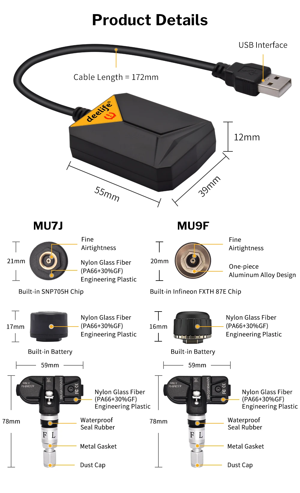 Deelife USB TPMS для Android автомобильный DVD с датчиком давления в шинах Система мониторинга Беспроводная запасная шина сигнализация ANDROID навигация