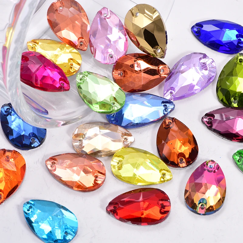 7 размеров красочные каплевидные стразы разных цветов стеклянные со стеклянным