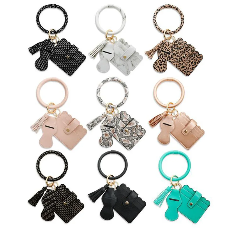

YEYULIN 2021 New Multiful Keychain Key Ring And Card Wallet PU Leather O Key Ring With Matching Wristlet Bag For Women Girl