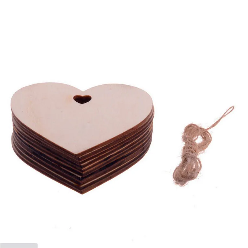 heart 10 шт. пустое дерево диски оптом с отверстиями для поделок центральный деревянный без финишной отделки рождественские вырезы украшения для рисования - Цвет: heart