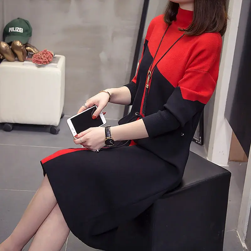 Очень большой размер женский свитер с высоким воротом джемпер осень и зима 2019