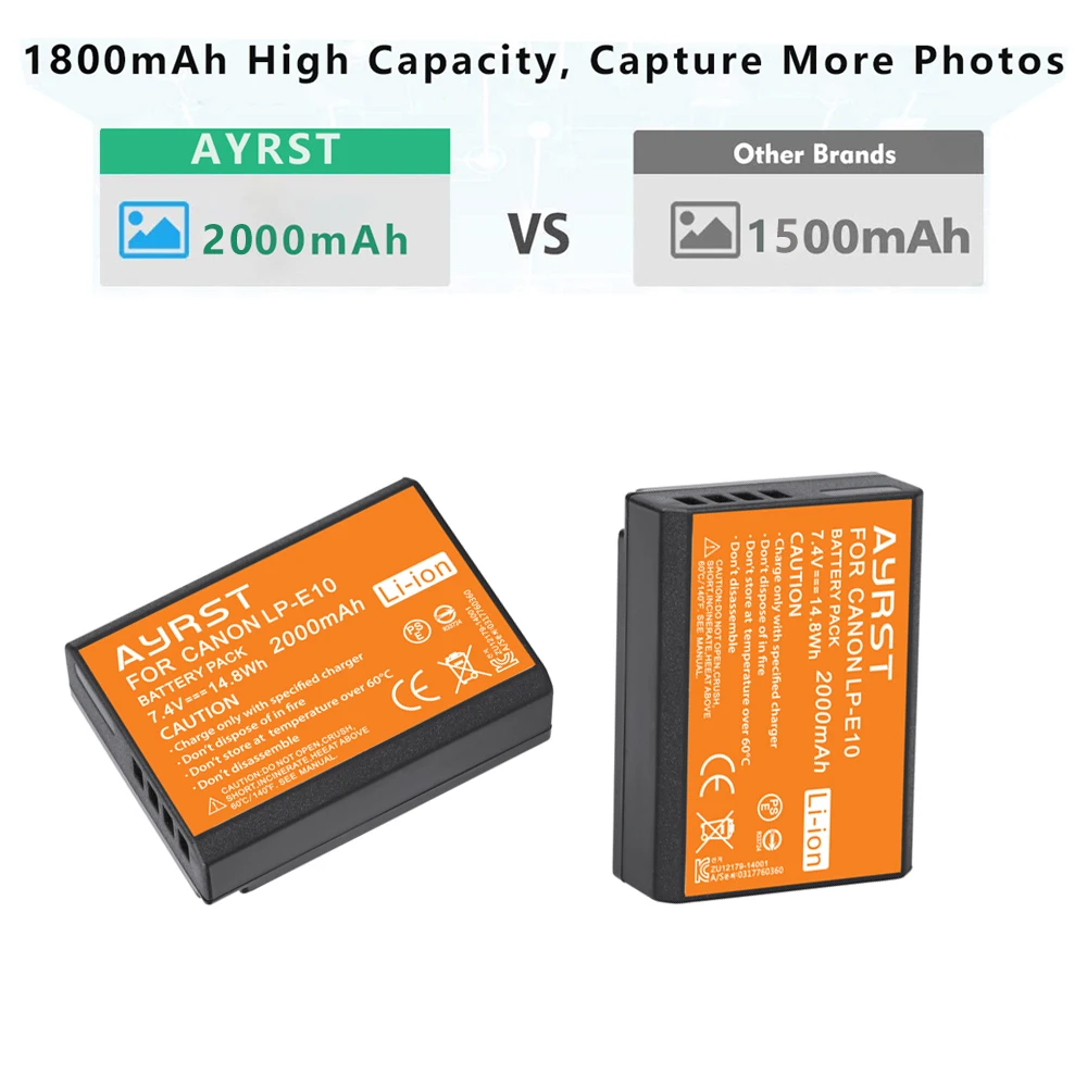 4x2000 мА/ч LP-E10 LP E10 LPE10 Батарея и Зарядное устройство для цифровой однообъективной
