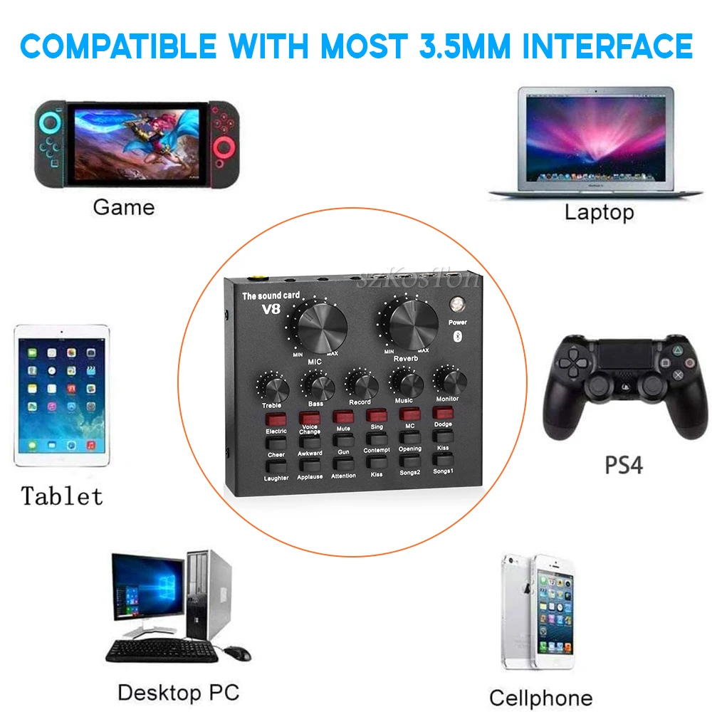 v8 audio usb external sound card headset microphone webcast personal live broadcast for phone computer free global shipping