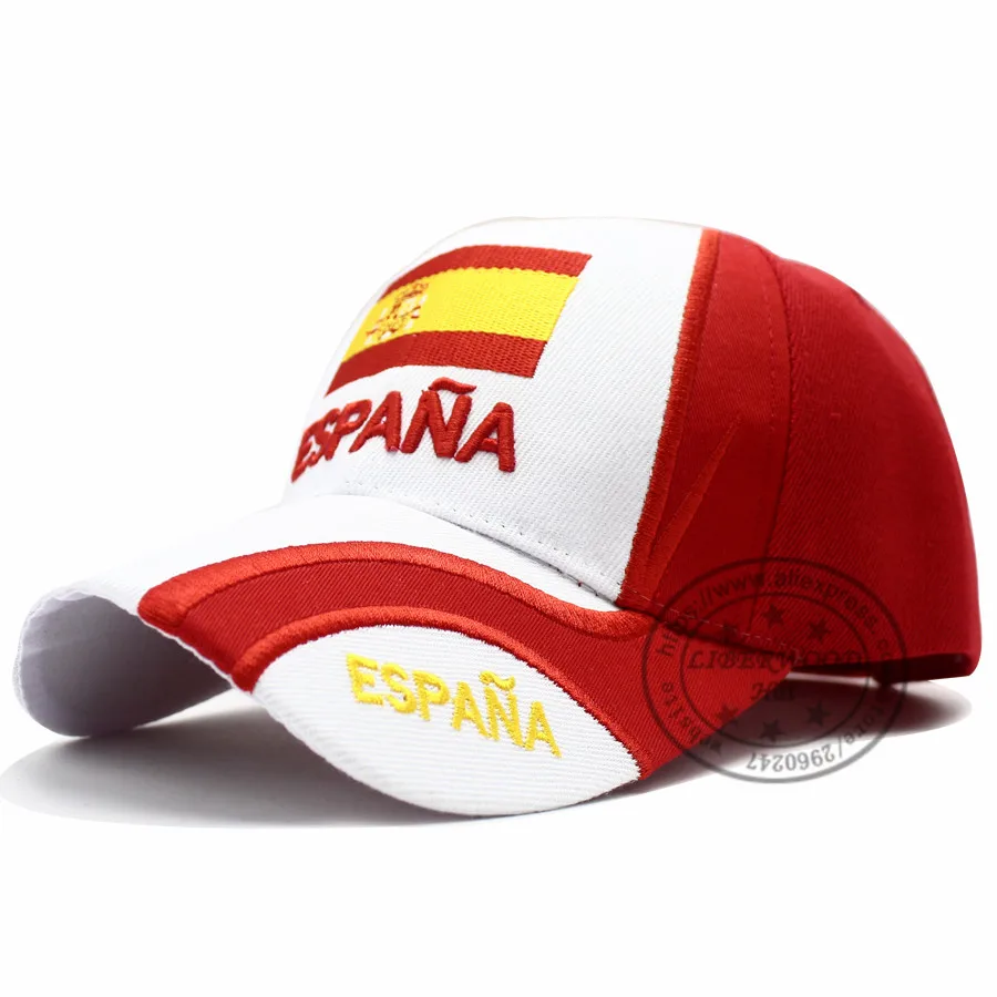 LIBERWOOD Brand hat Spain Espana Country Flag Baseball Cap Hats men female casual Sport Adjustable Cap Embroidered Spanish Gift - Цвет: B DESIGN white