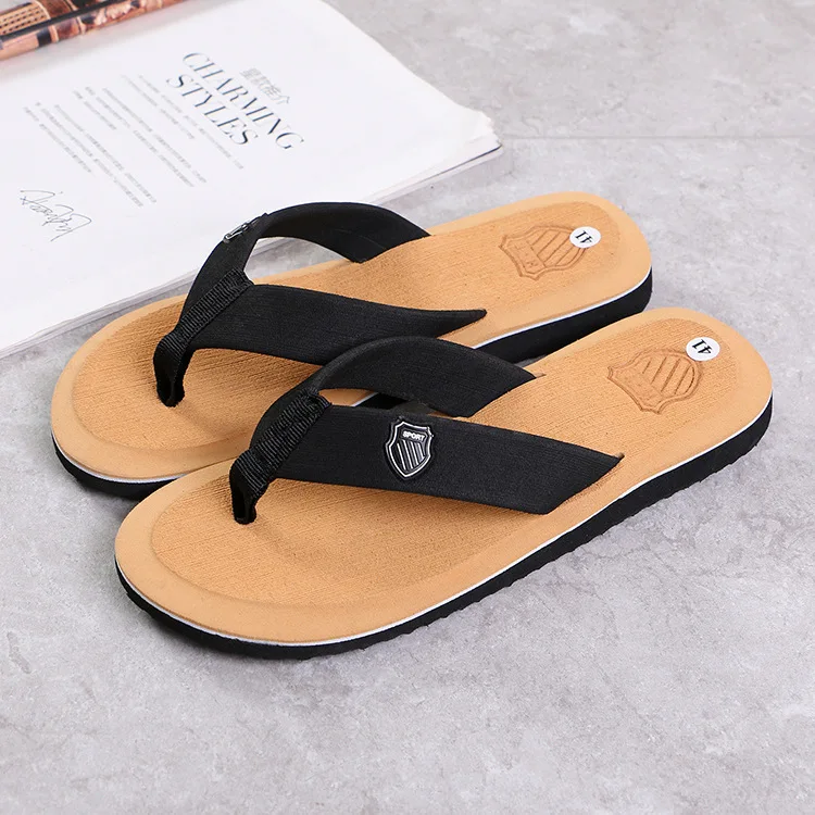 

Men Summer Flip Flops Beach Sandals Anti-slip Casual Flat Shoes High Quality Slippers