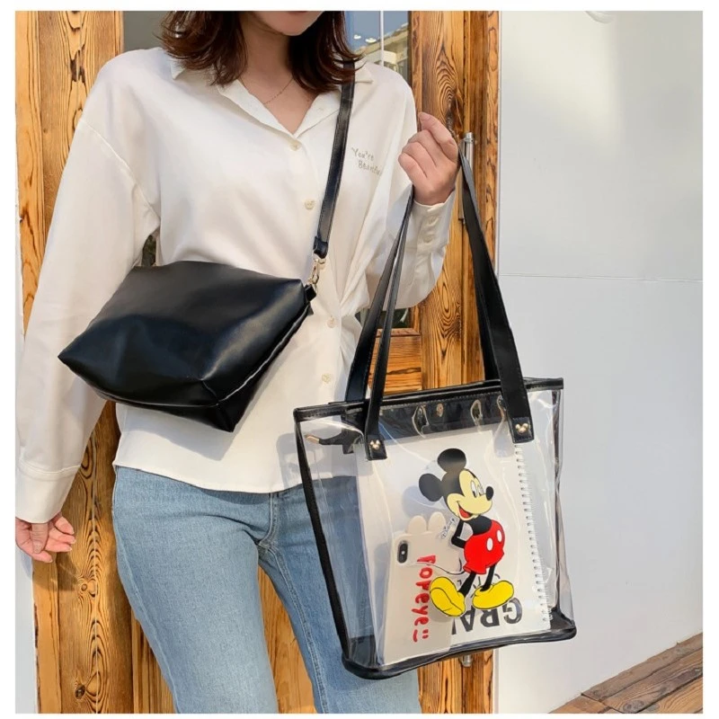 Женская прозрачная сумка-тоут две прозрачные Сумки из искусственной кожи сумки