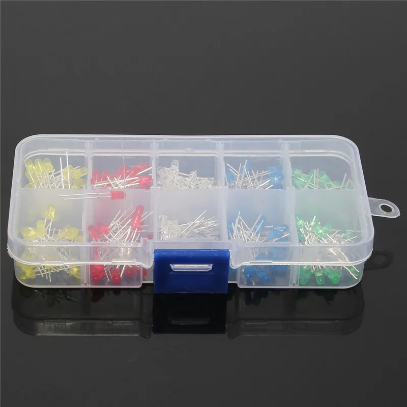 400pcs/Lot 3MM Led Kit With Box Mixed Color Red Green Yellow Blue White Light Emitting Diode Assortment 20PCS Each | Лампы и освещение