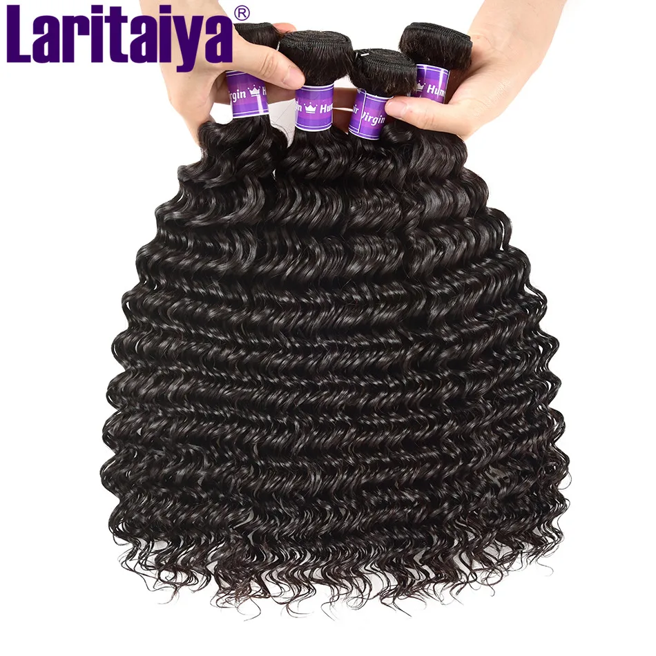 Laritaiya глубокая волна пряди 100% девственные человеческие волосы бразильские для