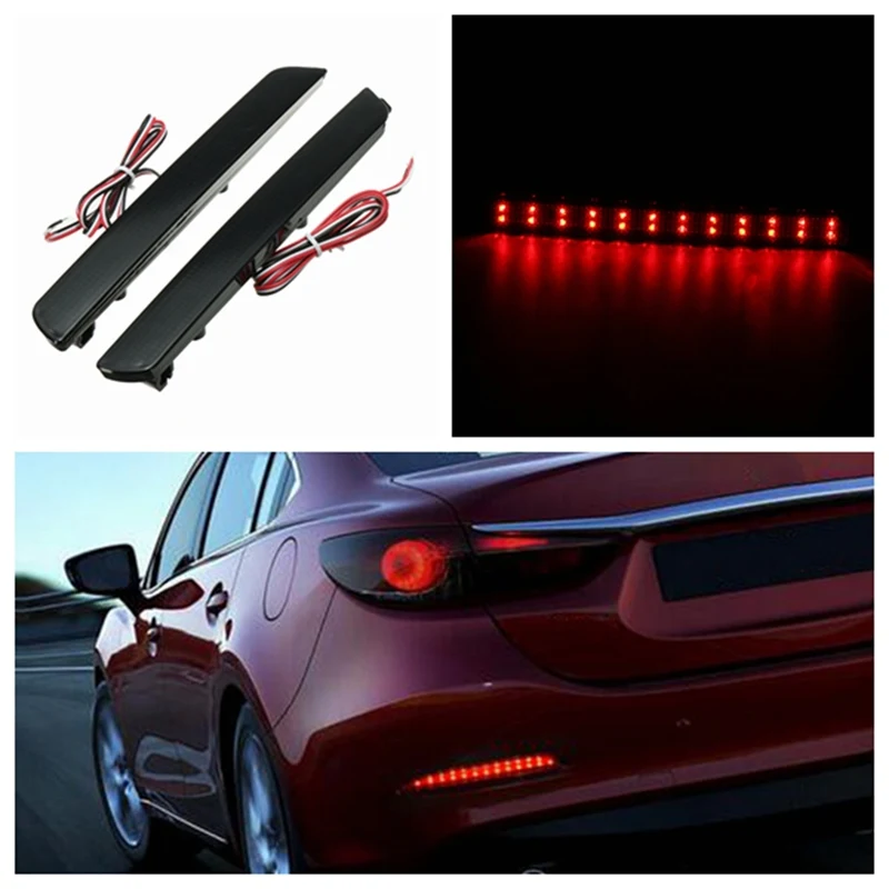 2x 24LED Rear Bumper Reflectors Tail Brake Stop Running Turning Light For Mazda 3 04-09 Parking Warning Night Driving Fog Lamp | Автомобили