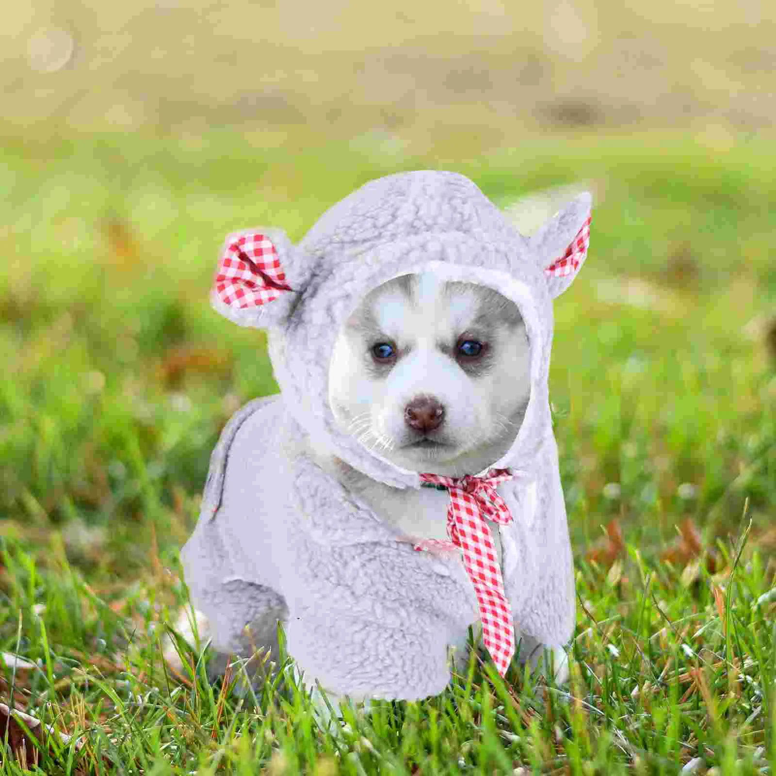 

1 Set Lovely Pet Winter Clothes Warm Fleece Pet Outfit With Hat Pet Costume Grey