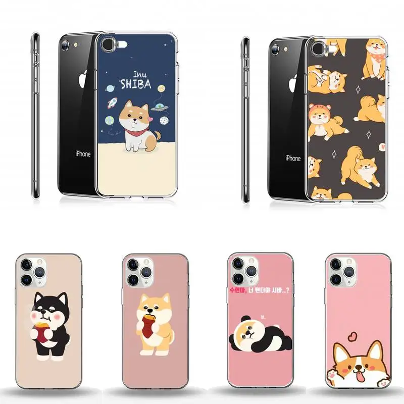 Милый прозрачный чехол для телефона с изображением Сиба ину корги iPhone Samsung A S 11 12 6