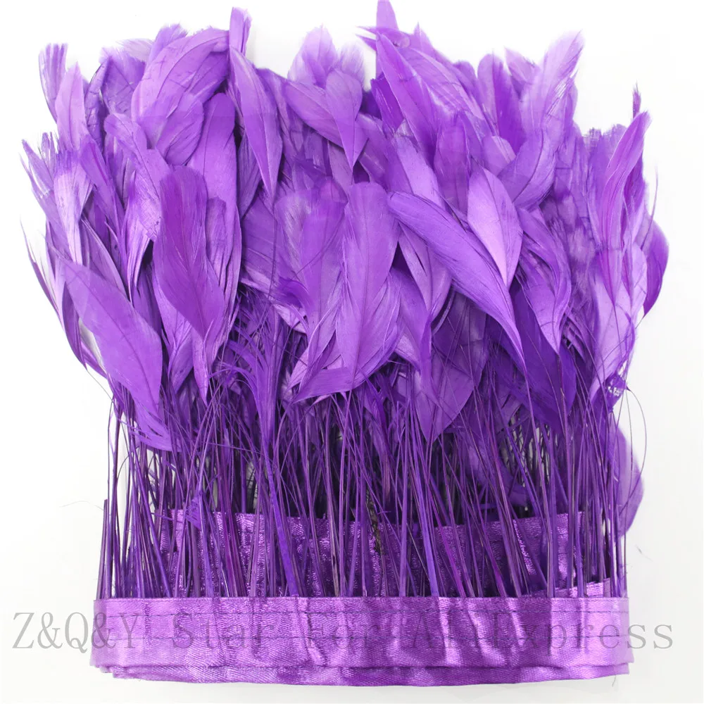 

2-10 yards of natural 15-20CM (6-5 inches) tear tail hair dyed dark purple to make cloth edges DIY craft jewelry feather