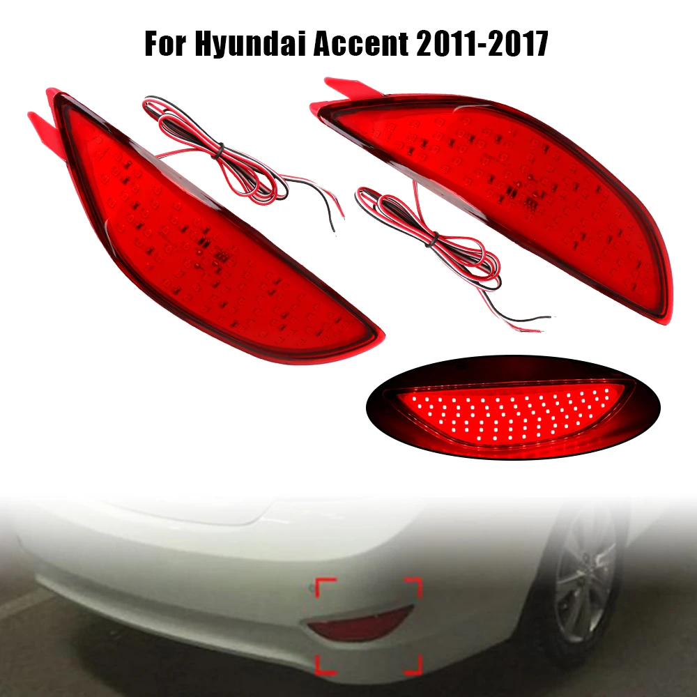

Red 2Pcs 12V LED Car Warning Stop Light Fog Lamp Lights Rear Bumper Reflector Brake Light For Hyundai Accent 2011-2017