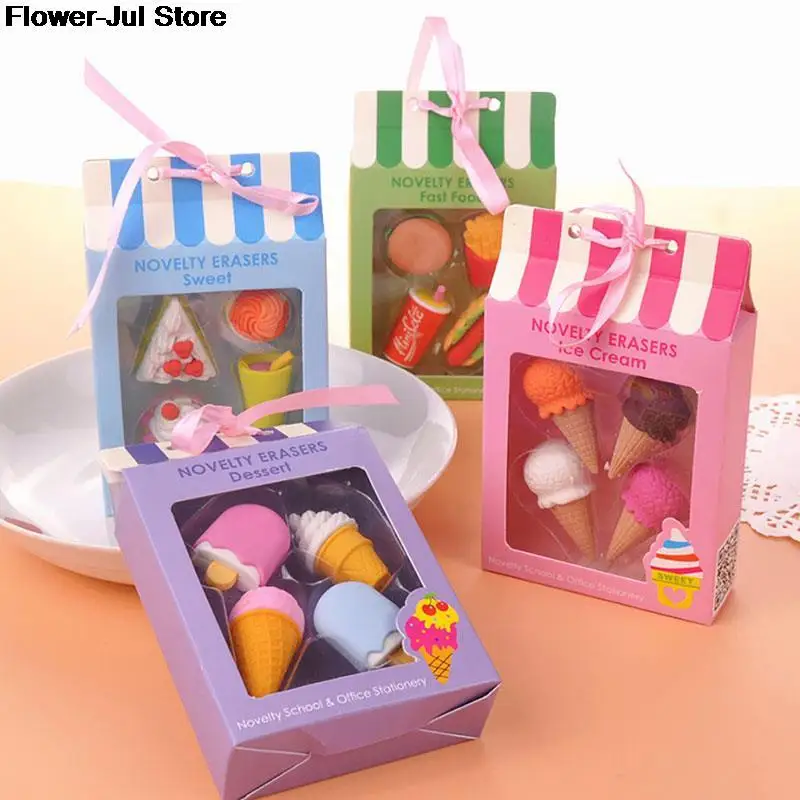 

Kawaii творческая кухня торт ластик Рождественский Подарок Детям мороженое гамбургер леденец на палочке съемный ластик стирательная резинка ...