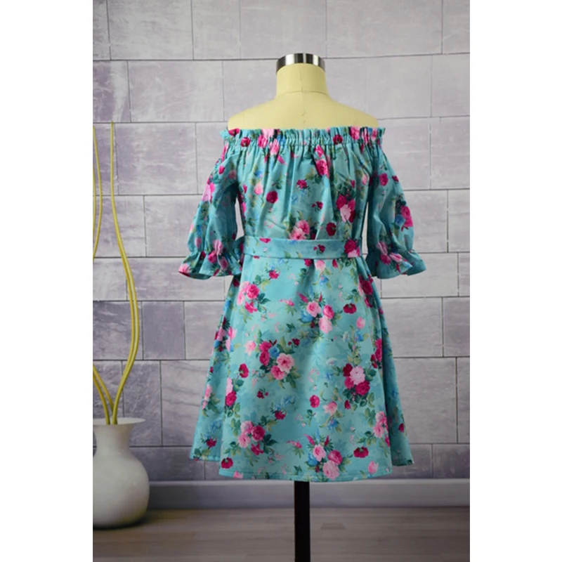 Летнее платье для мамы и дочки с рукавом до локтя одним плечом в виде лотоса