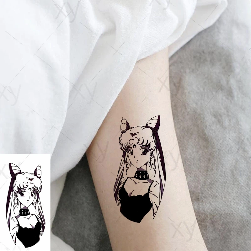 Водостойкая Временная тату-наклейка японское аниме мультфильмы девушка тату