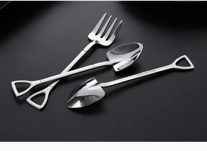 1 шт. креативная ложки лопатки мини-вилка металлическая кофейная фруктовые