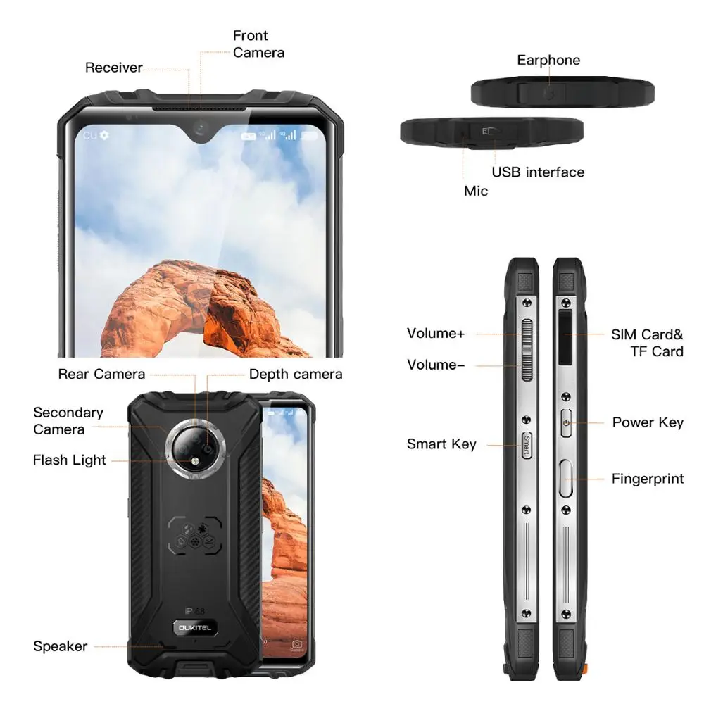 OUKITEL WP8 Pro NFC IP68 прочный мобильный телефон 6 49 ''Дисплей отпечатков пальцев Android 10