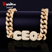 custom name bubble letters with 20mm cuban chain necklaces pendants mens hip hop rock street jewelry