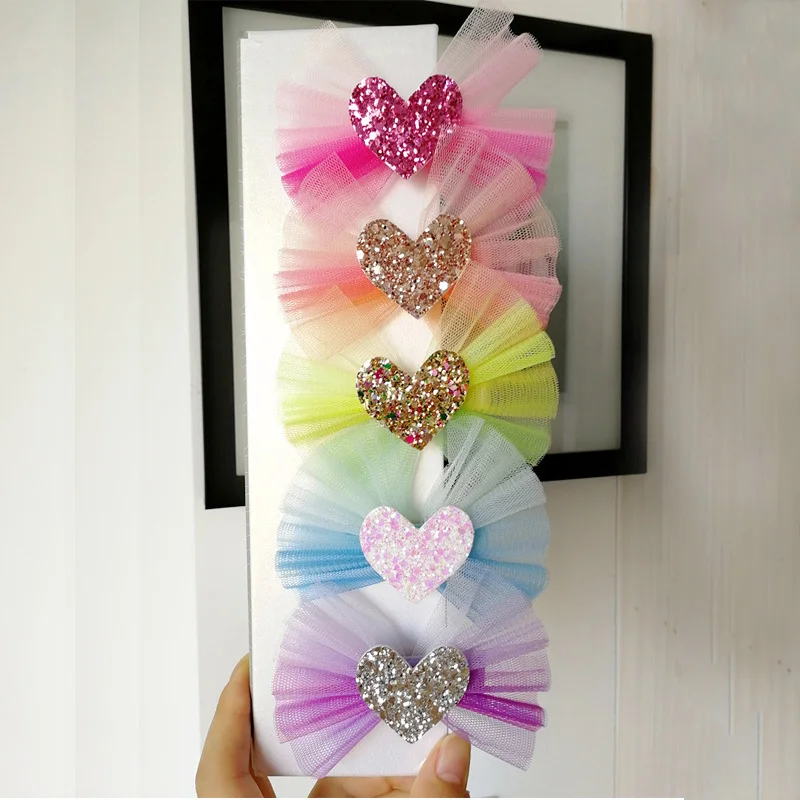 5 шт. Корейская сетка облако Радуга заколки для волос любовь сердце звезды