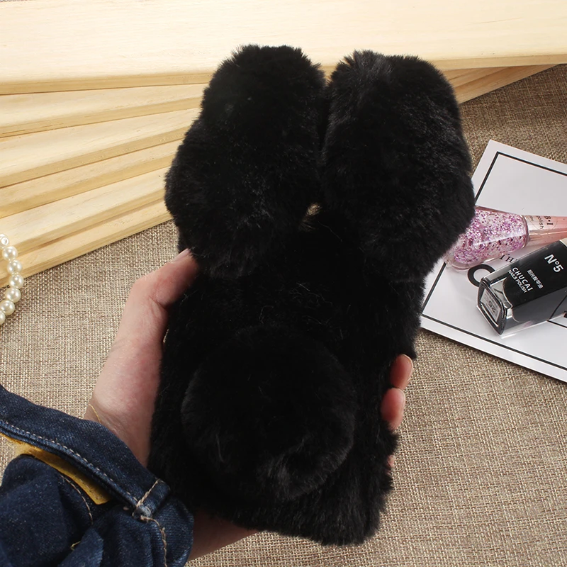 DIY мягкий пушистый горячий кролик Красивый Стильный чехол для защиты телефона