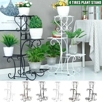 4 tiers iron art tree design plant stand holder flower pot rack garden shelf stand outdoor indoor black brown white