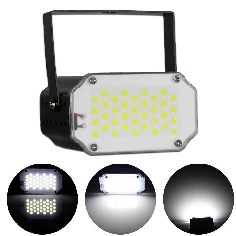 

36Pcs LED Strobe Light White Color DJ Disco Stage Flash Lamp Mini Par Light Music Sound Control Christmas Stroboscope Bar Light