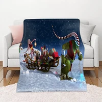 2022 christmas tree throw blanket flannel fleece blanket soft plush warm winter bedding christmas snowman gifts decor 59x86 inch