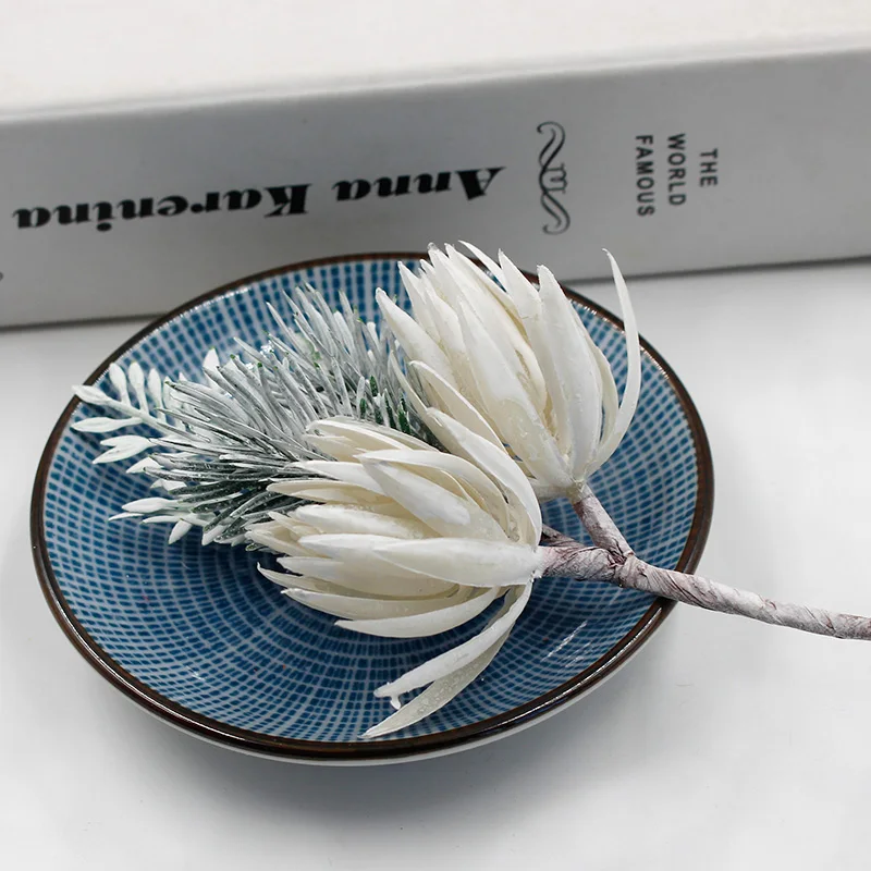 

1Pcs Artificial Flowers Pine Grass Flower Wedding Party Decoration High Quality DIY Craft Scrapbook Fake Flowers Christmas Decor