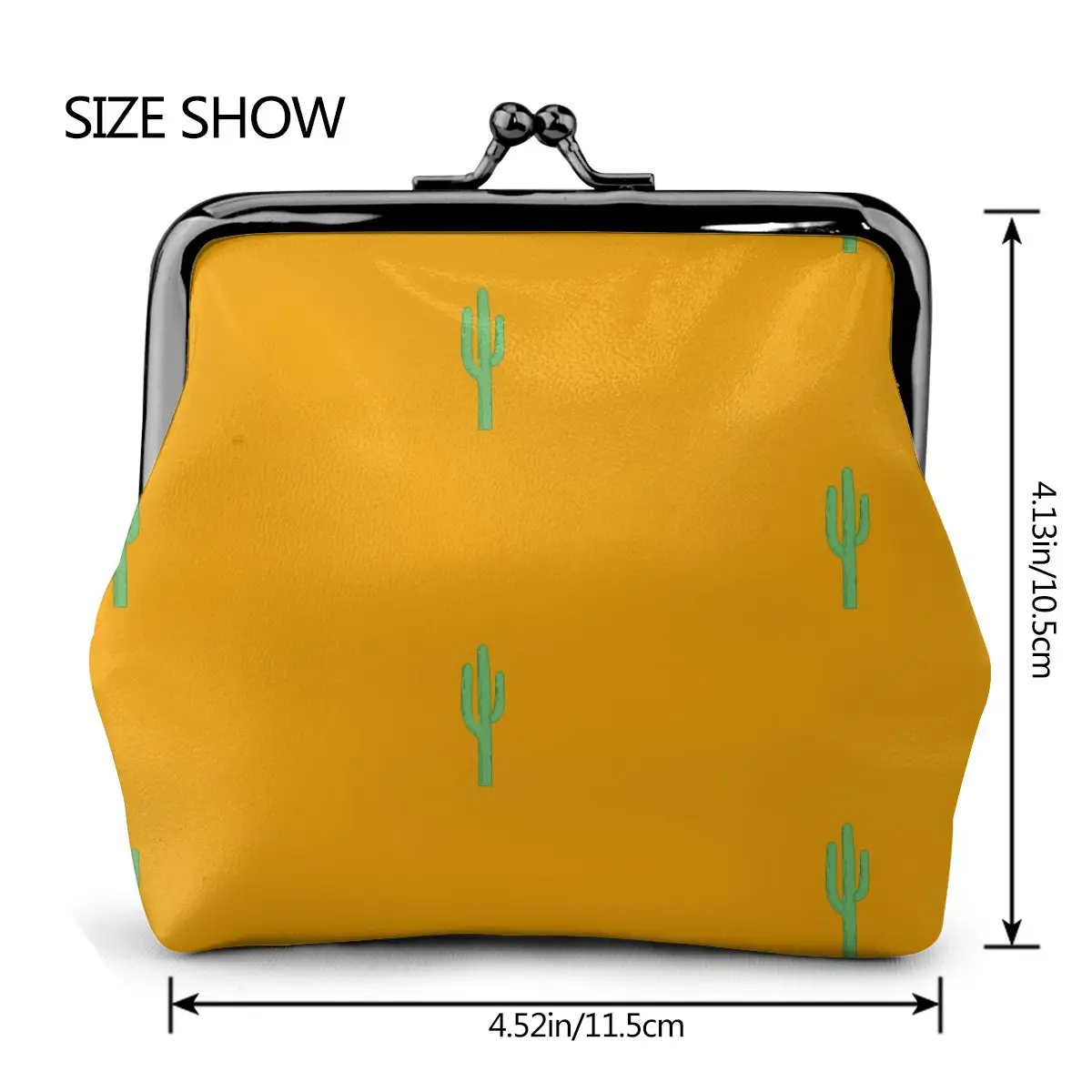 

OLN Mini Wallets Women Coin Purses Yellow Cactus Small Change Purse Coin Pouch Credit Card Wallet Money Bag