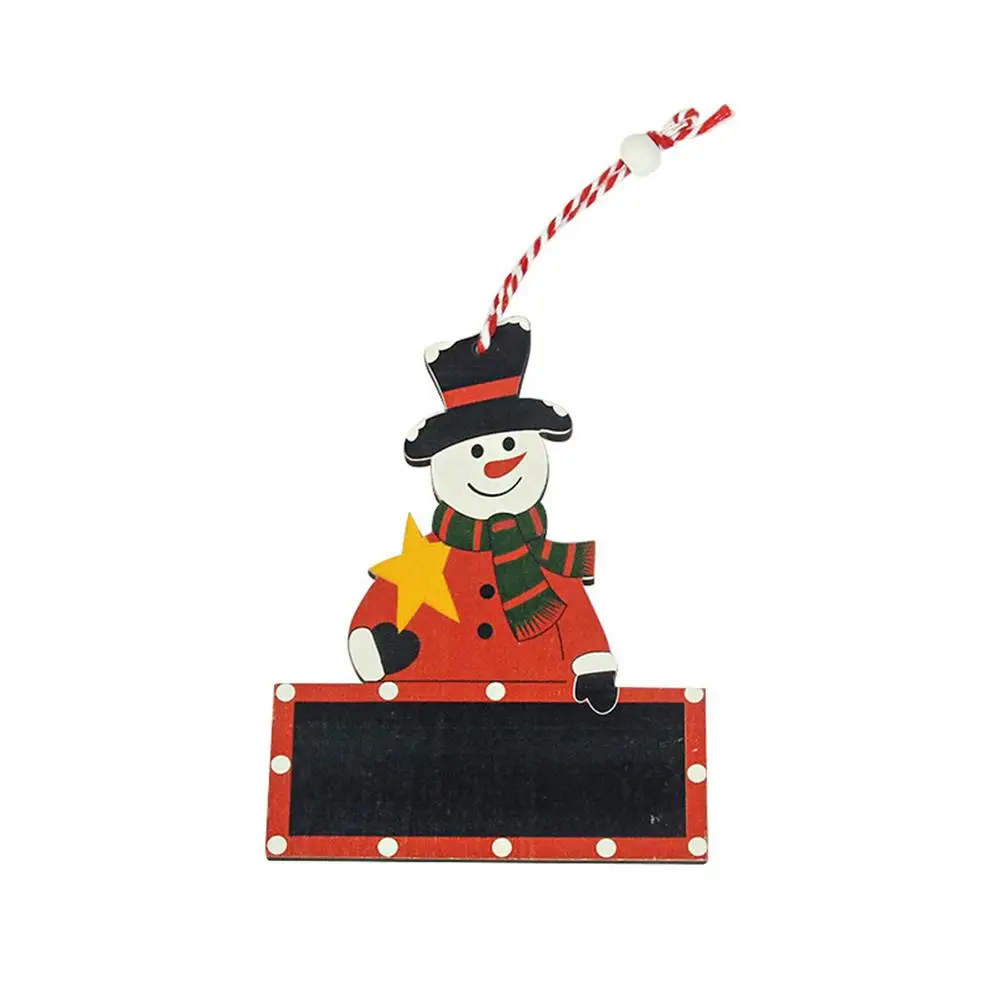 

Рождественские деревянные украшения, рождественские елочные шары, снеговик, Санта-Клаус, подвесные украшения с черной доской и веревкой дл...