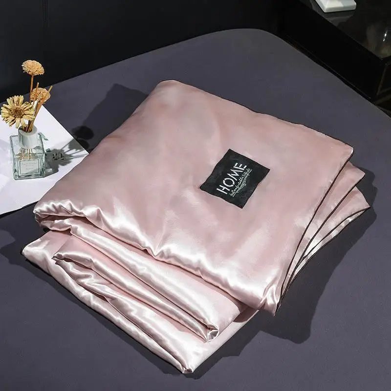 Летнее моющееся шелковое одеяло однотонное розовое красное белое серое для